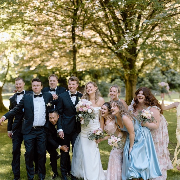 Chic Off-Shoulder Pink Maxi Dress - Picture 5 of 9